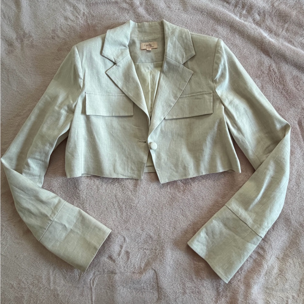Camila Coelho Women's Cream Cropped Blazer - Picture 9 of 11
